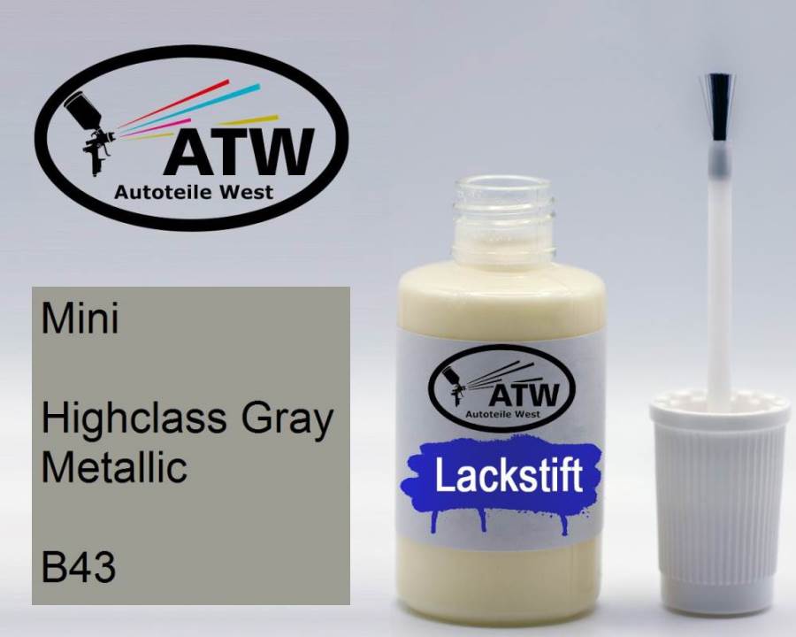 Mini, Highclass Gray Metallic, B43: 20ml Lackstift, von ATW Autoteile West.